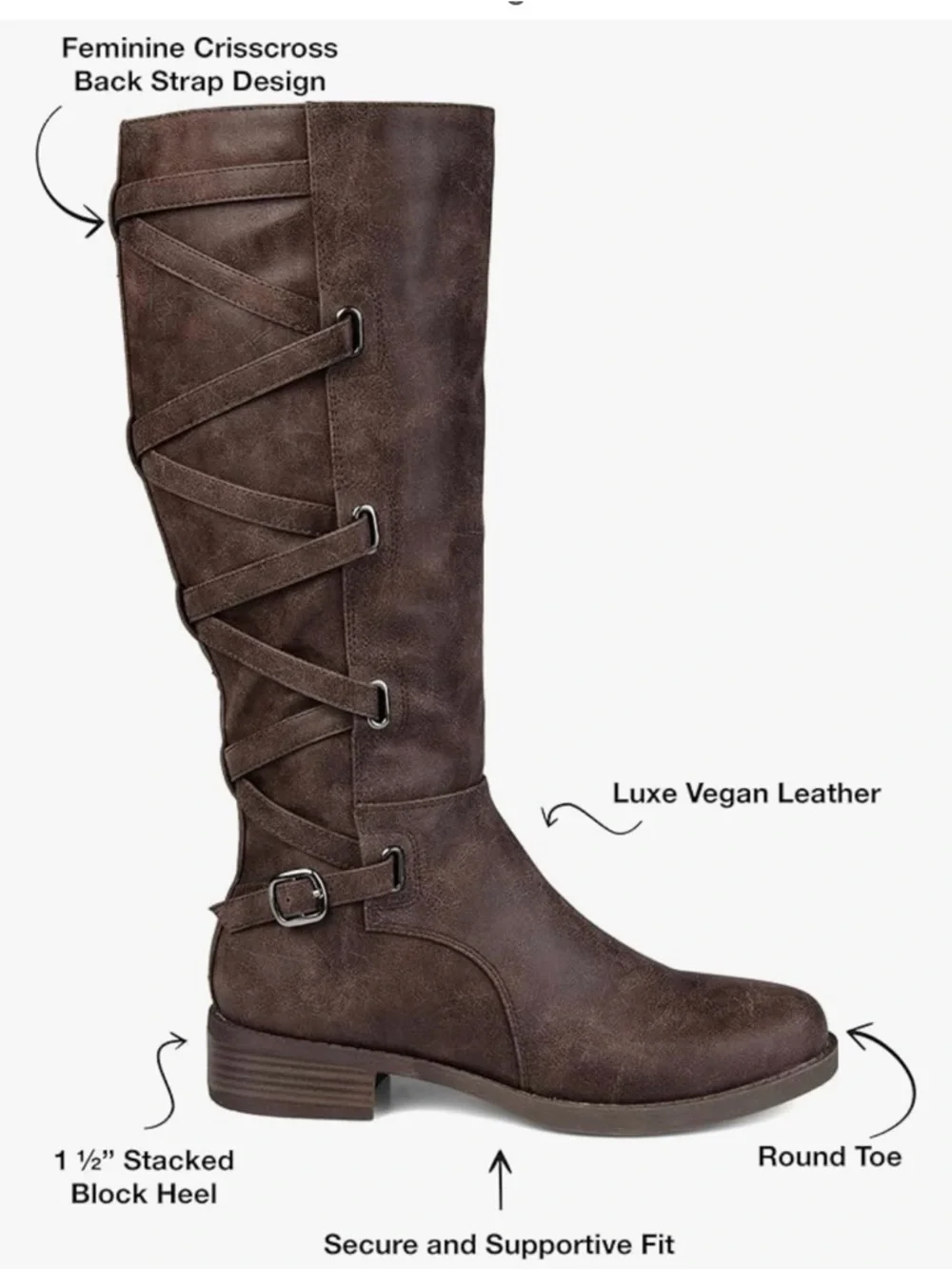 New Journee Collection Women's Carly Extra Wide Calf Belted Knee High Boots 9